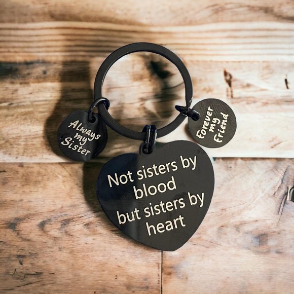 Stainless Steel Keychain Not sister by blood but sister by heart Keychain Gifts - Picture 1 of 5
